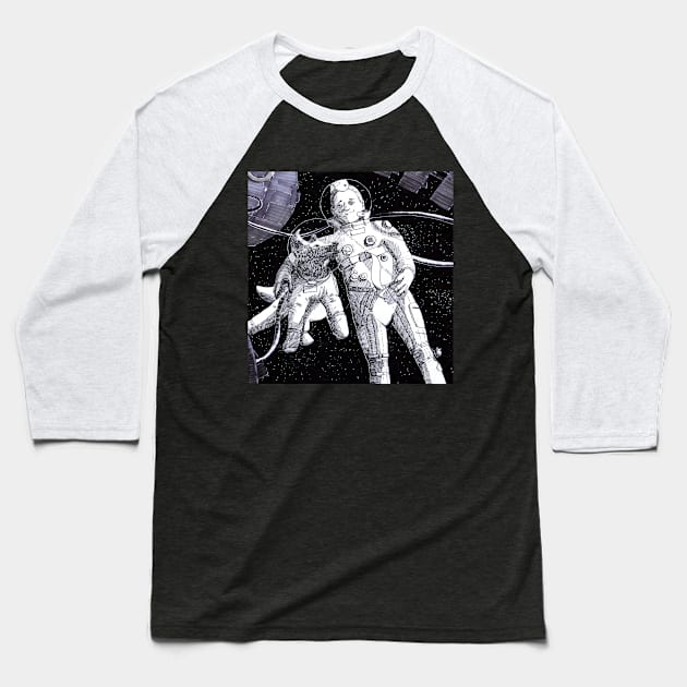 Space Walk Baseball T-Shirt by J.S. Lange